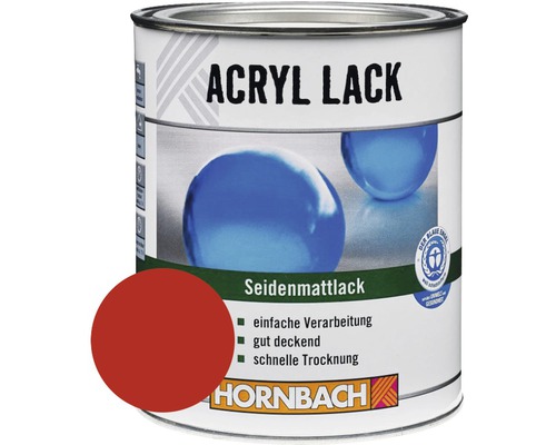 HORNBACH Buntlack Acryllack seidenmatt feuerrot 750 ml Dose Acryllack seidenmatt mit Farbbeispiel