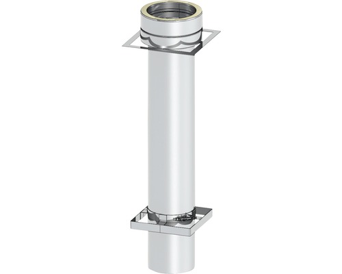 Ankerplatte Jeremias Furado F 1000mm mit Übergang auf DW-Eco Ø130mm Edelstahlschornstein mit quadratischer Dachdurchführung