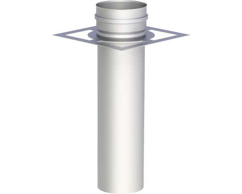 Zwischenstütze Jeremias Furado F lang Einbau vor Versatz o. 2. T o. R. EW Ø150mm Edelstahlschornstein mit quadratischer Dachdurchführung