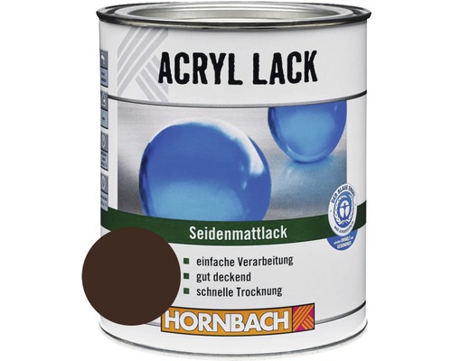 HORNBACH Buntlack Acryllack seidenmatt schokobraun 375 ml Acryllack Dose seidenmatt mit Farbbeispiel und Blauer Engel Siegel