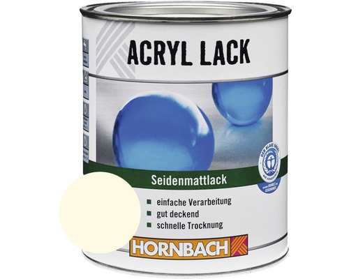 HORNBACH Buntlack Acryllack seidenmatt cremeweiß 750 ml Acryllack Dose seidenmatt mit Hornbach Logo