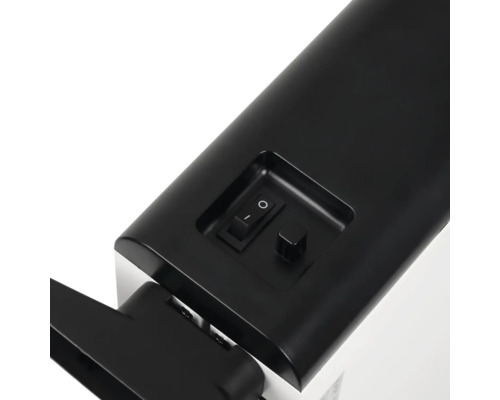 Nahaufnahme eines Heizstrahlers mit Schalter