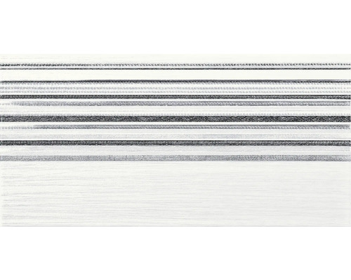 Steinzeug Dekorfliese Trame Bianco Fascia Perle 40x20 cm weiß matt Textiltapete mit Streifenmuster
