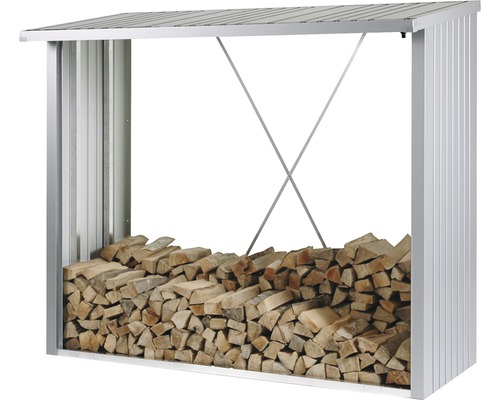 Kaminholzunterstand Biohort WoodStock 230 229 x 102 x 199 cm silber-metallic Holzlager aus Metall mit Holz