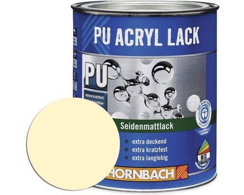 HORNBACH Buntlack PU Acryllack seidenmatt RAL 1015 hellelfenbein 750 ml