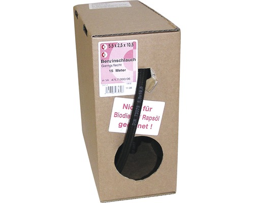 Benzinschlauch mit einer Länge von 15 Metern in einer Pappverpackung
