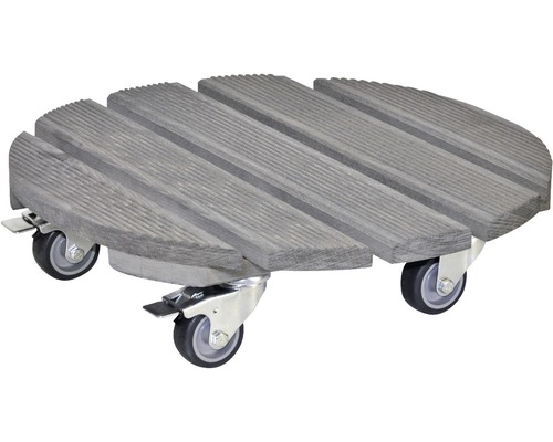 Pflanzenroller WagnerSystem Creo Ø 38cm Tragkraft 200 kg grau Pflanzenroller aus Holz mit Rollen