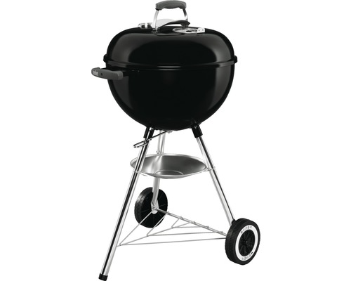 Holzkohlegrill Weber Classic Kettle Ø 47 cm schwarz porzellanemaillierter Kessel und Deckel inkl. Alu-Lüfter, Allwetter-Räder, zwei Holzkohlehalter, Deckelthermometer, Bodengitter, Deckelgriff mit Hitzeschutz, Ascheauffangschale-0