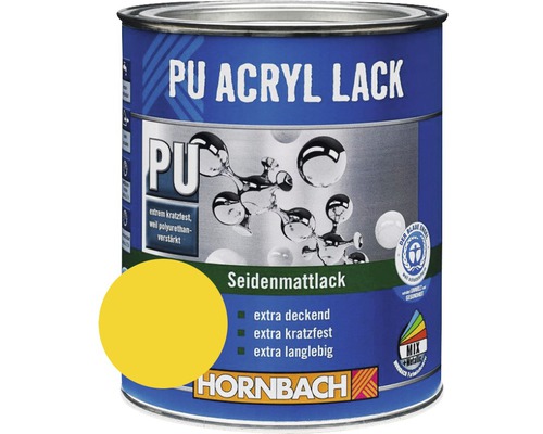 HORNBACH Buntlack PU Acryllack seidenmatt RAL 1021 rapsgelb 125 ml