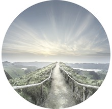 Ein Pfad auf einem Hügel mit Blick auf eine Landschaft.