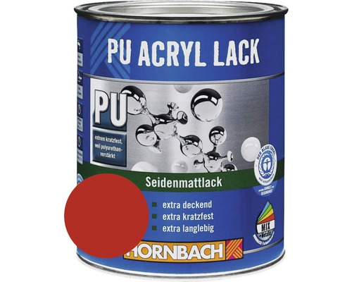 HORNBACH Buntlack PU Acryllack seidenmatt RAL 3000 feuerrot 125 ml