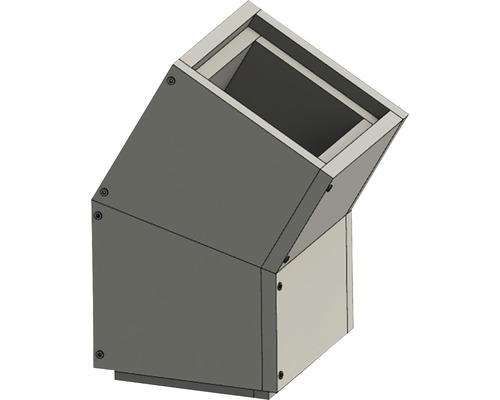 Winkel Jeremias Furado F 30° mit Innenmaß 19x19cm Außenmaß 29x29cm Schräge Holzbox mit rechteckiger Öffnung, verbunden mit Schrauben