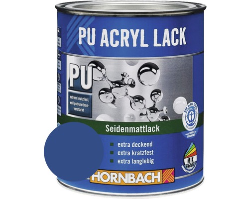 HORNBACH Buntlack PU Acryllack seidenmatt RAL 5010 enzianblau 125 ml