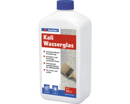 Baufan Kali Wasserglas, ein Liter, für mineralische Grundierung, Untergrundvorbehandlung und Silikatfarben