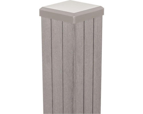 Pfosten GroJa Merano BPC inkl. Kappe zum Einbetonieren 7 x 7 x 240 cm bi-color Sand Pfosten mit Abdeckung für den Außenbereich
