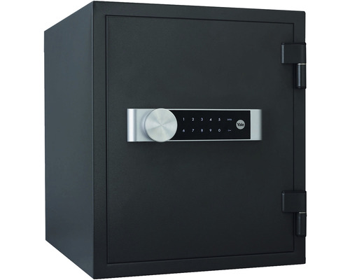 Schwarzer Tresor mit digitalem Zahlenschloss und Yale Logo