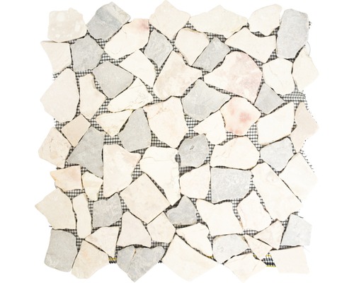 Natursteinmosaik Marmor Ciot 30/4013 30,5x32,2 cm beige grau Mosaikfliese aus Marmor auf Netz