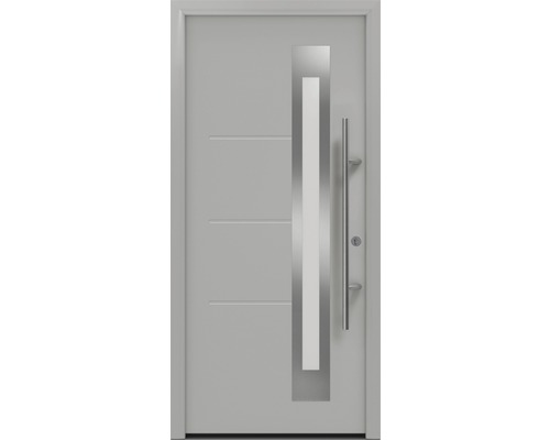 Haustür EcoStar ISOPRO Secur IPS 780S 1100 x 2100 mm Rechts RAL 9006 weißaluminium matt inkl. Beschlag-Set,Edelstahl Stangengriff,Sicherheitsprofilzylinder mit 5 Schlüsseln