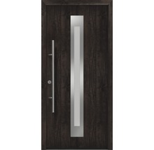 Haustür mit Holzdekor, Lichtausschnitt und Stangengriff