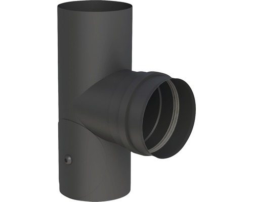 Pellet-Ofenrohr-T-Stück Jeremias Pellet-Line Ø 80mm schwarz mit Muffe und Türe T-Stück für Ofenrohr