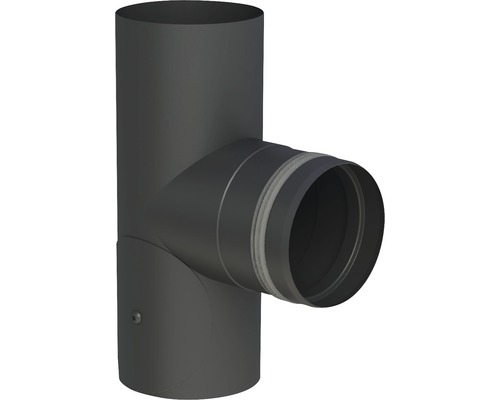 Pellet-Ofenrohr-T-Stück Jeremias Pellet-Line Ø 80mm schwarz mit Einzug und Türe T-Stück für Ofenrohr