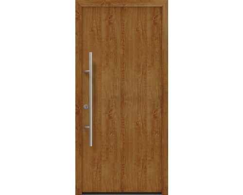 Haustür EcoStar ISOPRO Secur IPS 010 1100 x 2100 mm Links golden oak inkl. Beschlag-Set,Edelstahl Stangengriff,Sicherheitsprofilzylinder mit 5 Schlüsseln