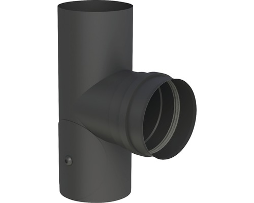 Pellet-Ofenrohr-T-Stück Jeremias Pellet-Line Ø 100mm schwarz mit Muffe und Türe Ofenrohr T-Stück für Rauchrohr