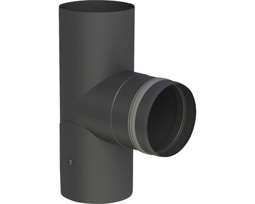 Pellet-Ofenrohr-T-Stück Jeremias Pellet-Line Ø 100mm schwarz mit Einzug und Türe T-Stück für Ofenrohre