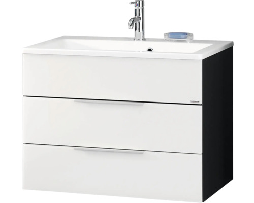 Waschbeckenunterschrank Fackelmann Style 59x80x49 cm ohne Waschbecken mit 2 Schubladen anthrazit/weiß