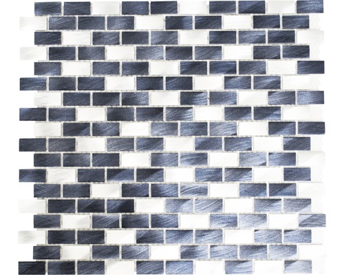 Aluminiummosaik XAM 431 30,5x32,5 cm schwarz silber Mosaikfliese mit rechteckigen Elementen