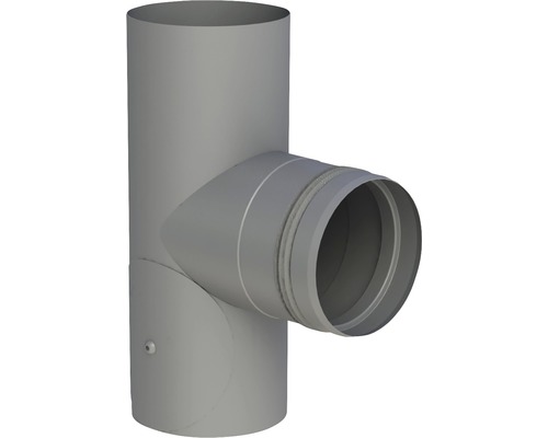 Pellet-Ofenrohr-T-Stück Jeremias Pellet-Line Ø 80mm grau mit Einzug und Türe T-Stück für Ofenrohre