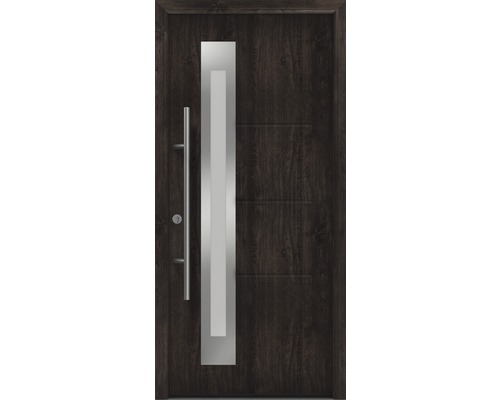 Haustür EcoStar ISOPRO Secur IPS 780S 1100 x 2100 mm Links night oak inkl. Beschlag-Set,Edelstahl Stangengriff,Sicherheitsprofilzylinder mit 5 Schlüsseln