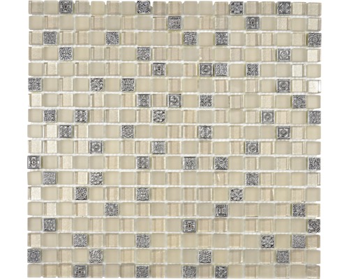 Glasmosaik mit Naturstein XCM M950 30,5x32,2 cm beige