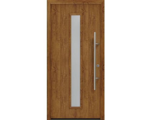 Haustür EcoStar ISOPRO Secur IPS 020S 1100 x 2100 mm Rechts golden oak inkl. Beschlag-Set,Edelstahl Stangengriff,Sicherheitsprofilzylinder mit 5 Schlüsseln