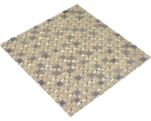 Mosaikfliese aus Glas und Naturstein