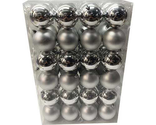 Packung Christbaumkugeln, silberfarben, aus Kunststoff
