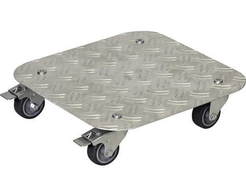 Pflanzenroller WagnerSystem Alaska 29x29 cm Tragkraft 150 kg silber Rollbrett mit Tränenblech und vier Rollen