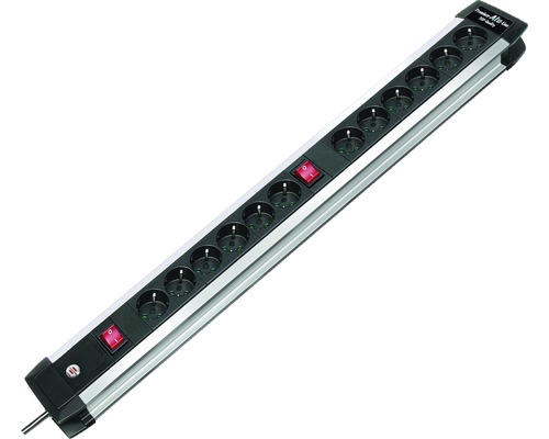 Steckdosenleiste Brennenstuhl® 12-fach mit Schalter Alu-Line 3G1,5, schwarz, 3 m