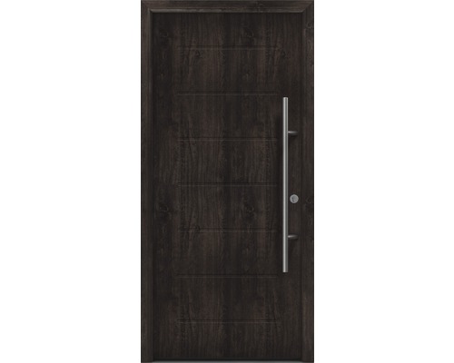 Haustür EcoStar ISOPRO Secur IPS 015 1100 x 2100 mm Rechts night oak inkl. Beschlag-Set,Edelstahl Stangengriff,Sicherheitsprofilzylinder mit 5 Schlüsseln