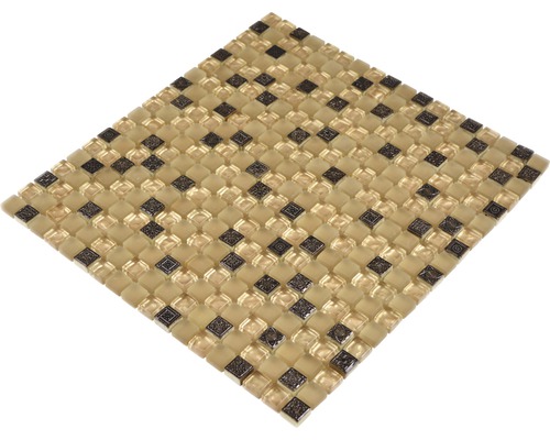Mosaikfliesenmatte mit quadratischen Glas- und Motivfliesen