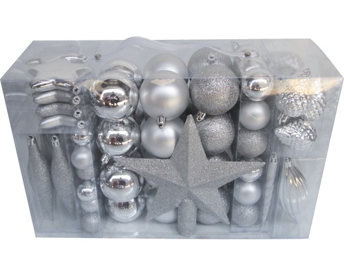 Christbaumkugel-Set Lafiora Kunststoff 104-teilig silber