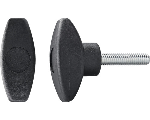 Flügelgriffschraube Ø 40 mm M6x16 schwarz, 20 Stück Zwei Knebelgriffe mit Gewindebolzen