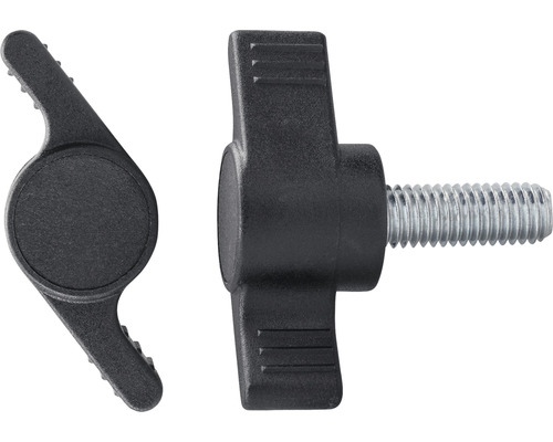 Flügelgriffschraube Ø 48 mm M6x14 schwarz, 20 Stück Zwei Feststellschrauben mit Flügelgriff