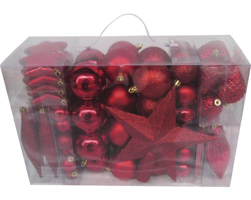 Christbaumkugeln aus Kunststoff Lafiora mix rot 104 Stk. Christbaumkugeln aus Kunststoff Lafiora mix rot 104 Stk.