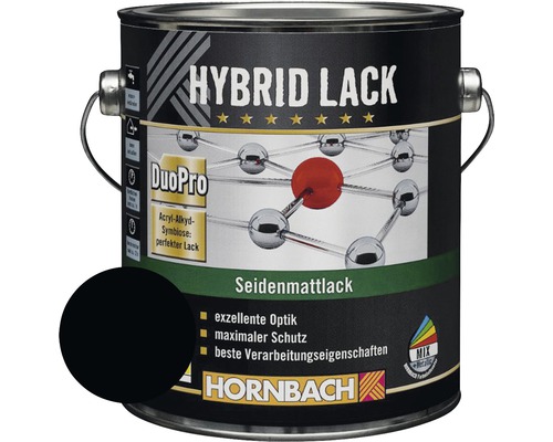 HORNBACH Buntlack Hybridlack Möbellack seidenmatt RAL 9005 tiefschwarz 2 l