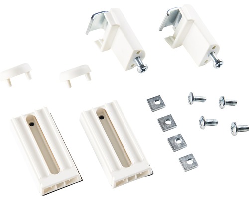Befestigungssatz für Plissees mit Schrauben, Halterungen und Abdeckungen
