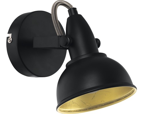 Wandspot FLAIR Alrakis 1-flammig E14 28 W schwarz/matt/gold H 207 mm Schwarze Wandleuchte mit flexiblem Arm für Innenräume