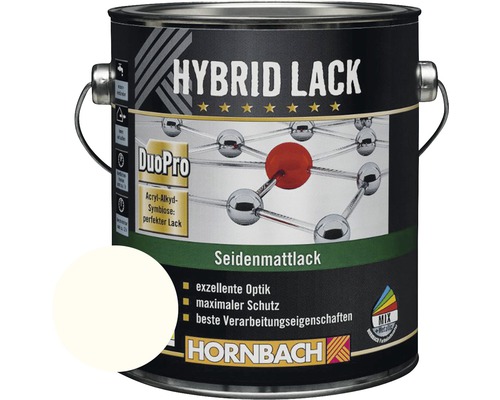 HORNBACH Buntlack Hybridlack Möbellack seidenmatt RAL 9010 reinweiß 2 l