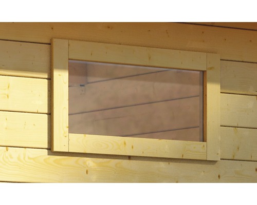 Einzelfenster für Gartenhaus 38 mm Karibu feststehend 85x44 cm natur