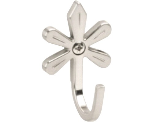 Einzelner silberfarbener Garderobenhaken in Blumenform